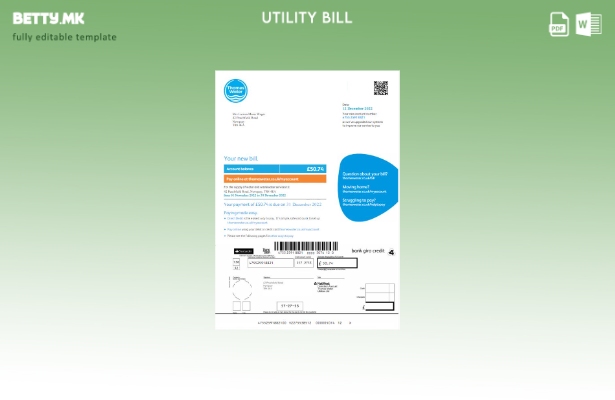 Модерен стил Обединетото Кралство Темза шаблон сметки за вода за комунални услуг